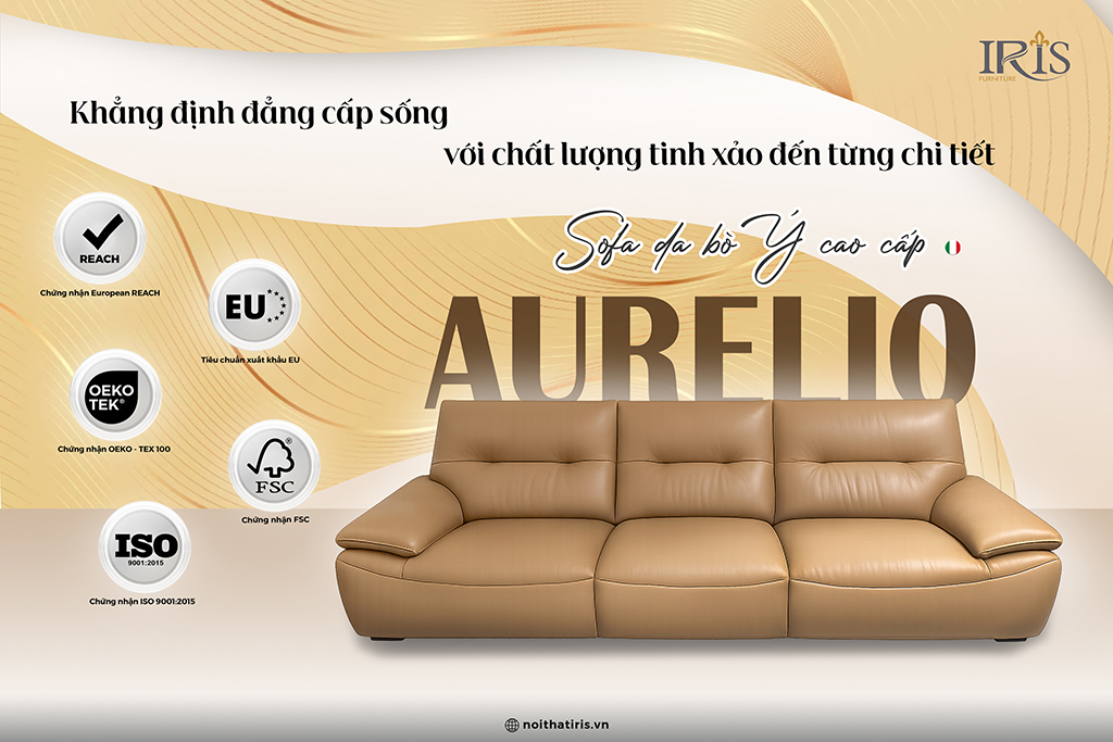 Sofa Da Thật Cao Cấp Aurelio 11 Sofa được thiết kế với chất lượng tinh xảo đến từng chi tiết