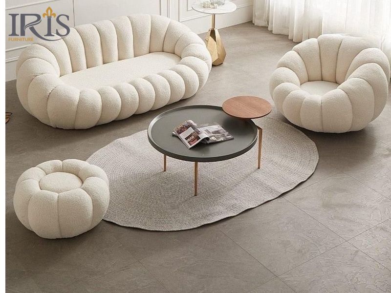 +30 mẫu ghế sofa tròn cao cấp, hiện đại cho mọi không gian 13 Đôn tròn đi kèm sofa là món phụ kiện tiện dụng cho gia đình
