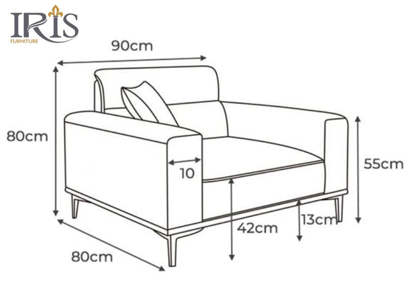 Bảng kích thước sofa đơn: Gợi ý lựa chọn phù hợp với từng không gian 5 Kích thước của ghế sofa đơn nhỏ