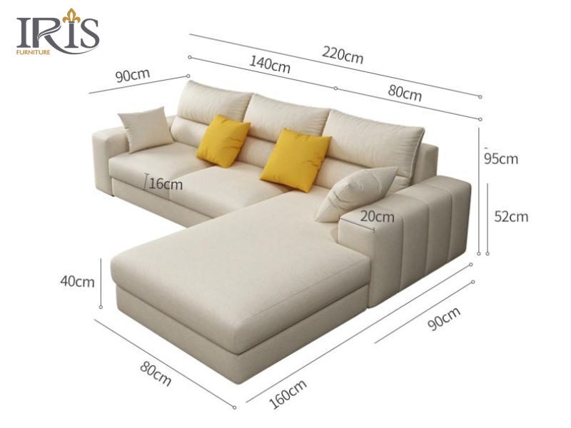 Bảng kích thước sofa nhỏ tiêu chuẩn phổ biến hiện nay 6 Sofa góc L có kích thước từ 1m2 - 2m2