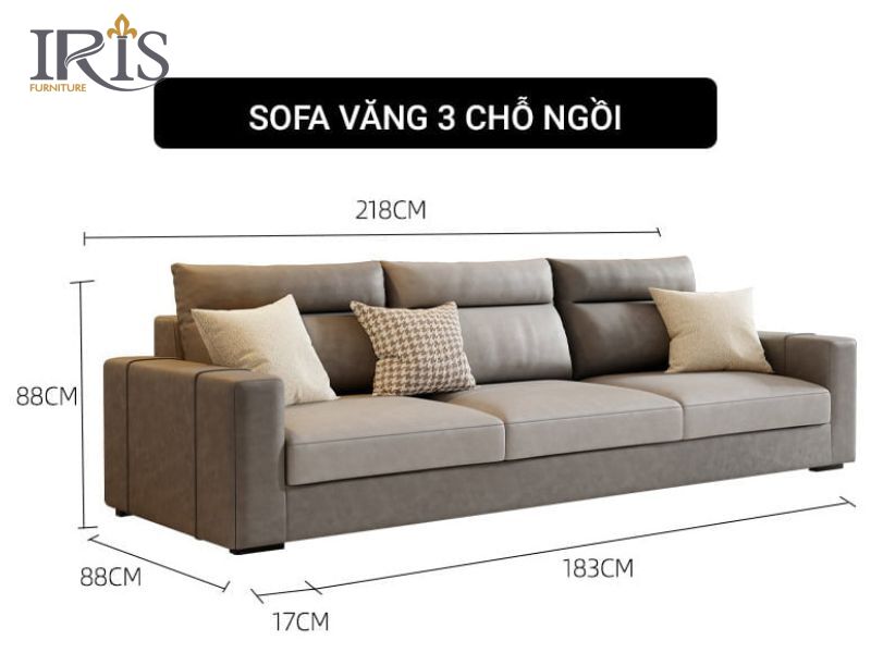 Bảng kích thước sofa phòng khách chuẩn 2025 6 Sofa văng tiêu chuẩn cho phòng khách