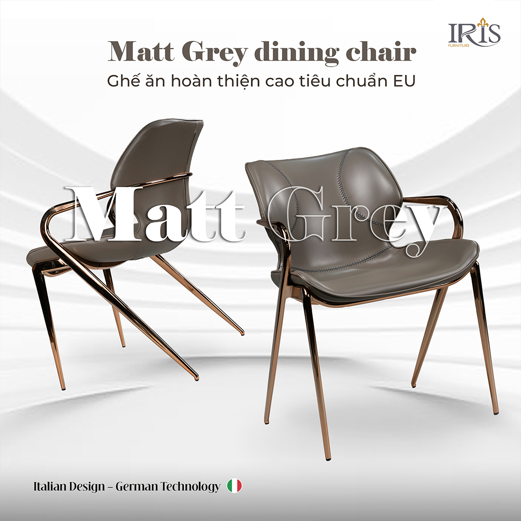 Bàn Ăn Mặt Đá Ginevra & Ghế Matt Grey 8 Ghế Matt – thiết kế cao cấp, êm ái và sang trọng