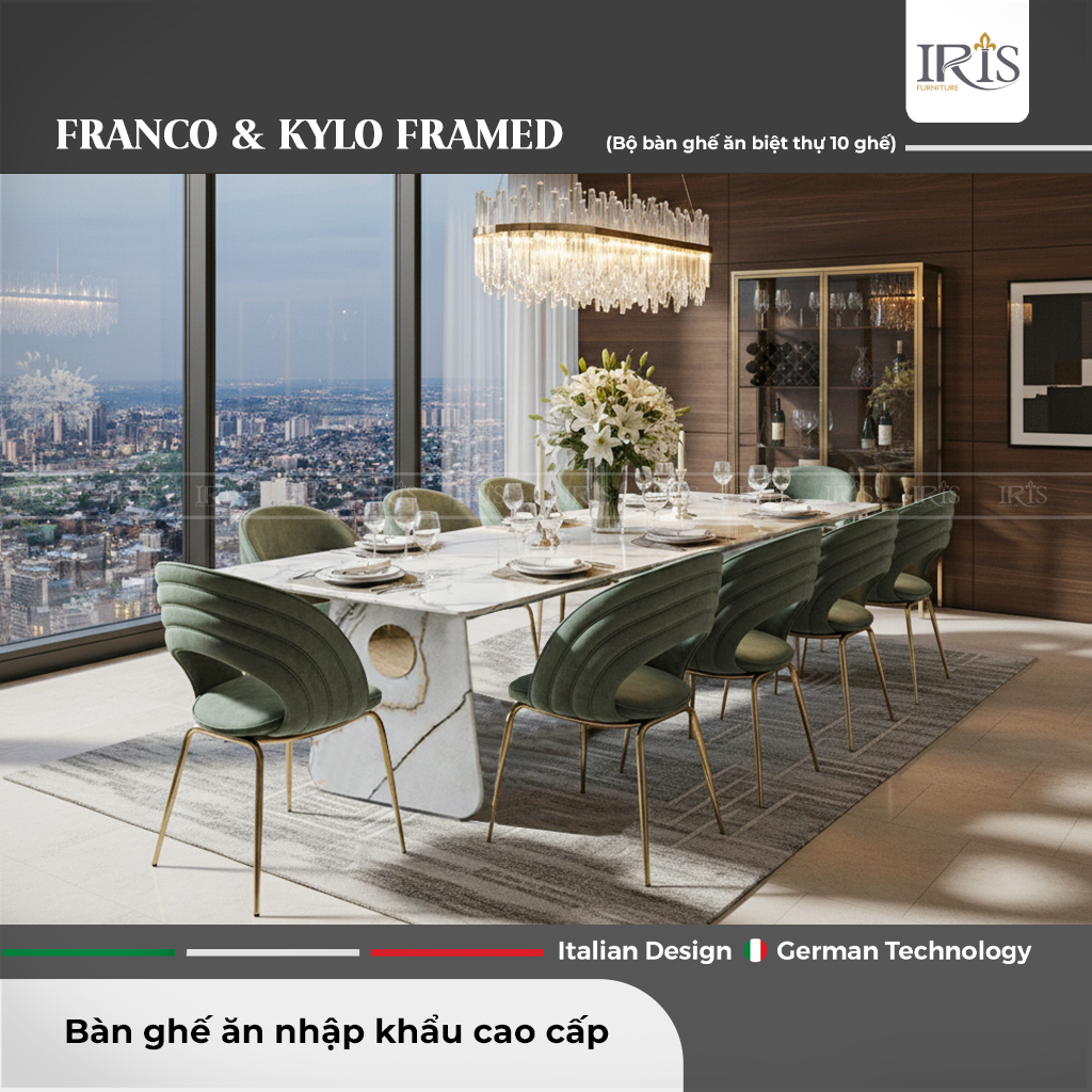 Bộ bàn ăn Franco & ghế Kylo Framed cao cấp