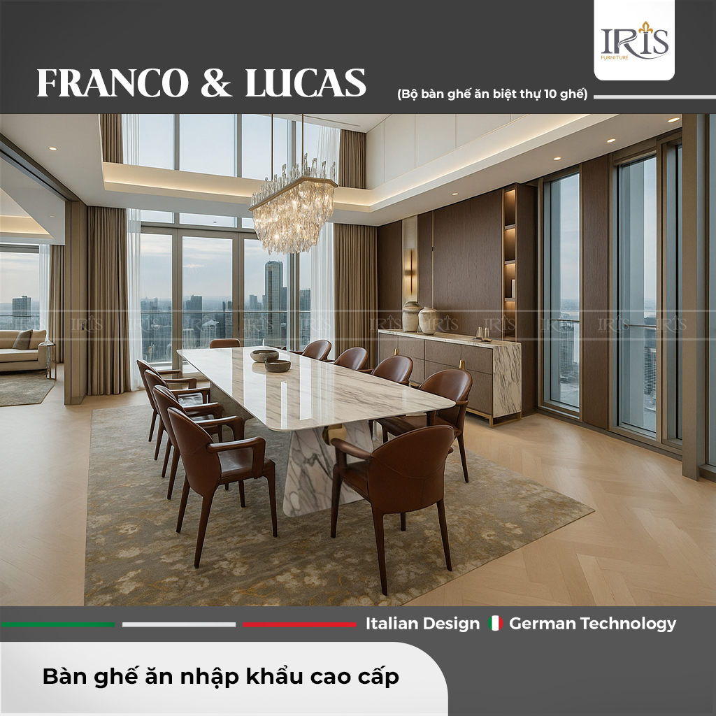 Trọn Bộ Bàn Ăn Franco & Ghế Lucas – Phong Cách Italy Tinh Tế