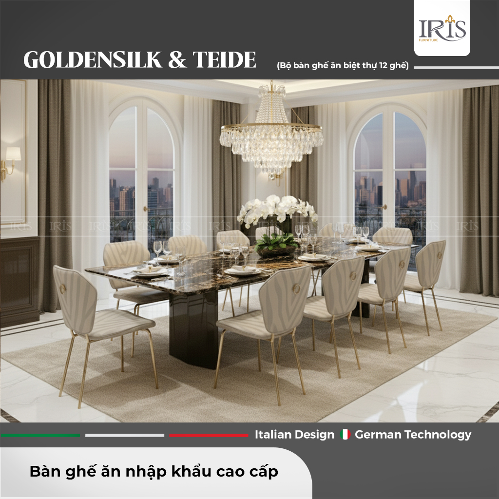 Bộ Bàn ăn Golden Silk & Ghế Roberto Cavalli Teide