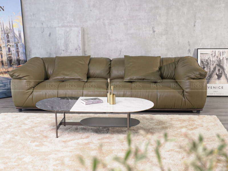 Nên mua sofa hãng nào? Hướng dẫn chọn thương hiệu phù hợp 8 Sofa Doletti ROSELLI da thật mềm mịn, đường nét tinh tế