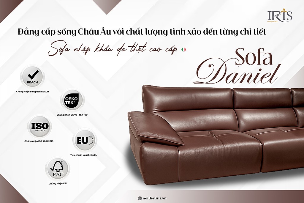 Sofa da cao cấp mang tinh thần Ý hiện đại